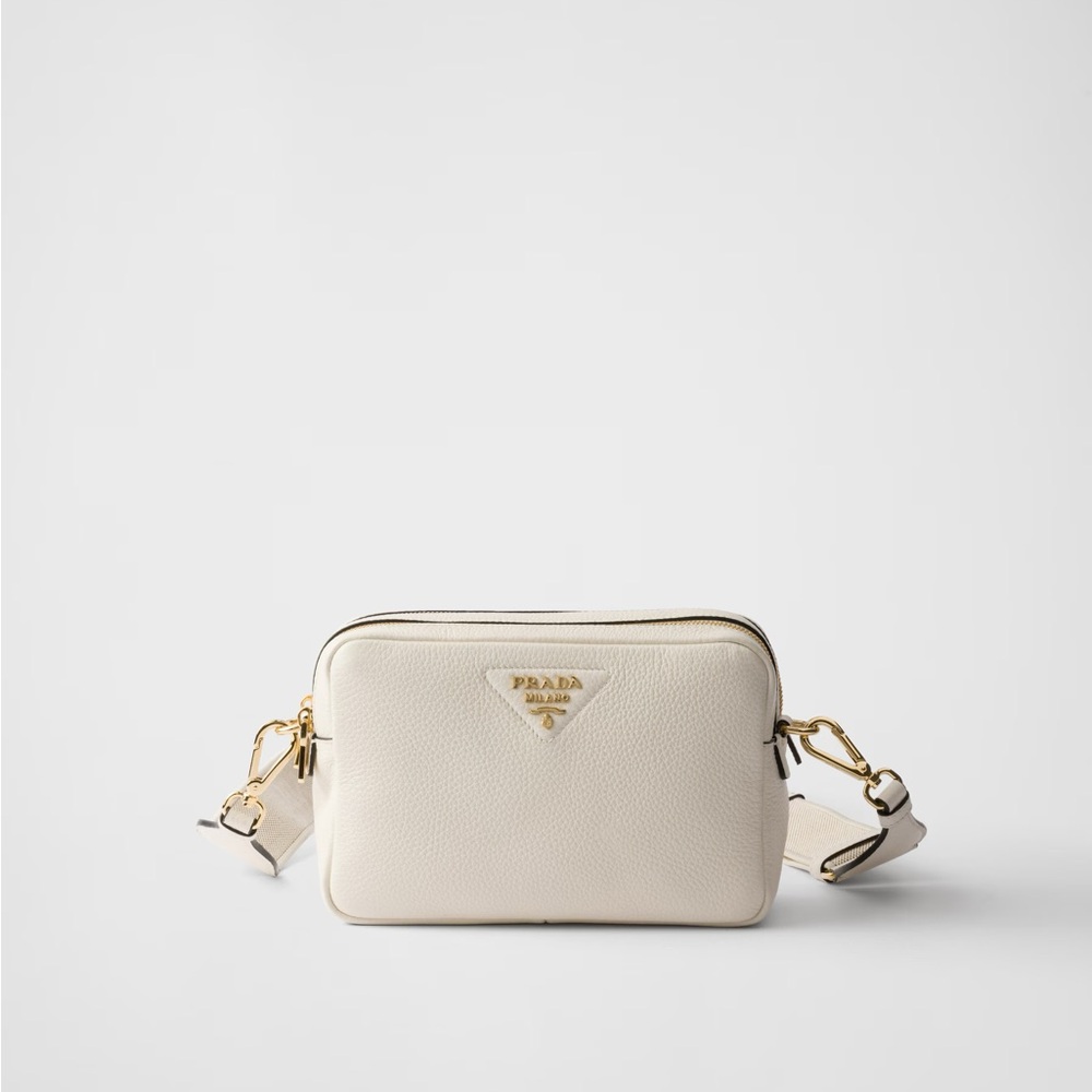 Prada White Calfskin Small Leather Shoulder Bag